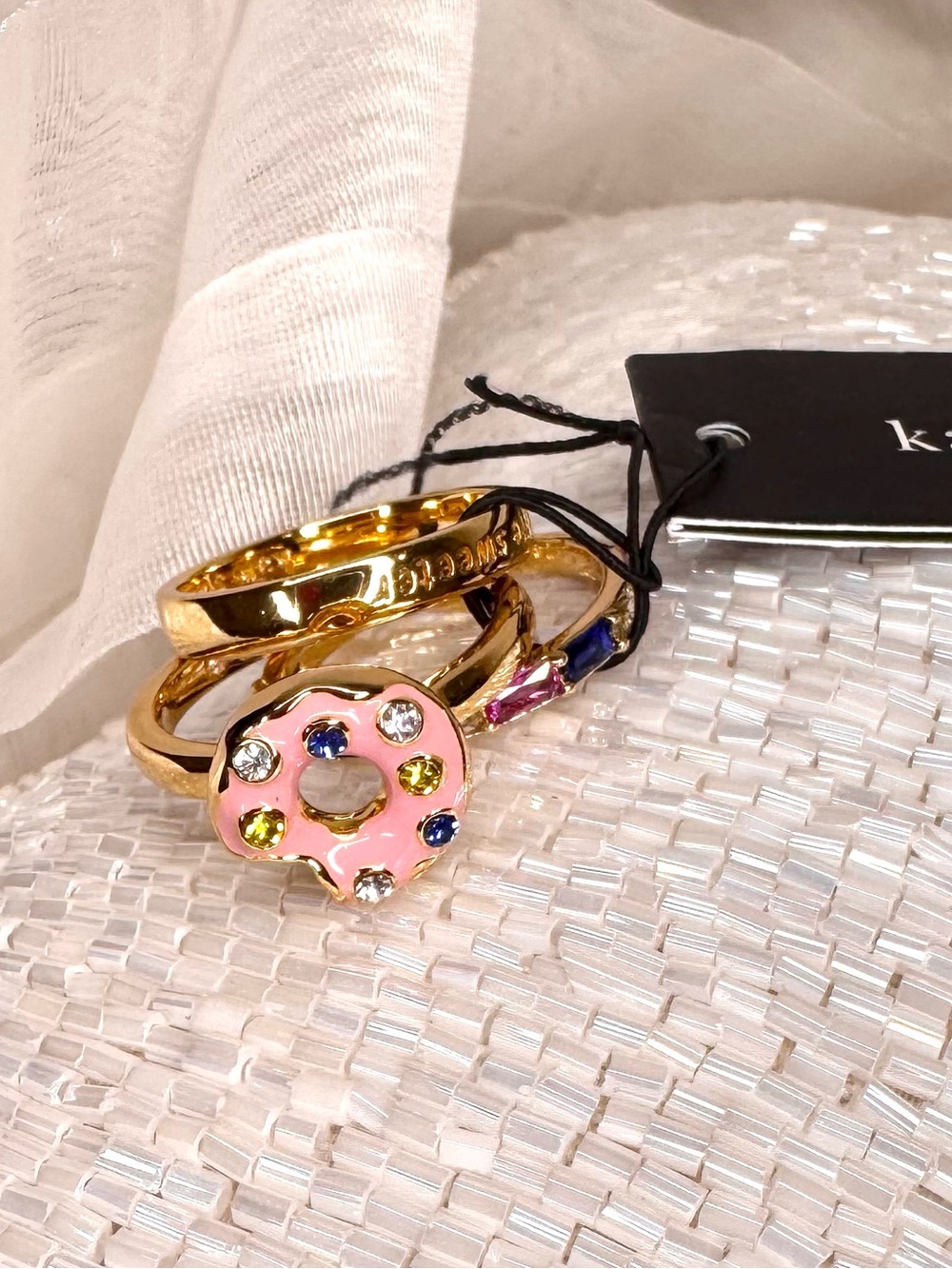 Kate Spade donut ring set coffee break fun 3 ring set woman’s 7 NWT
